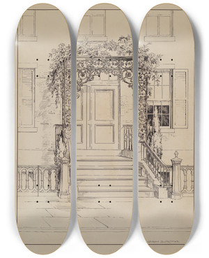 Triptych art skateboard deck of Gilbert Sackerman Cast Iron Porch by Gilbert Sackerman (20-)
