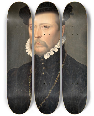 Triptych art skateboard deck of Franois Clouet Portrait Of Franois De Scepeaux by Francois Clouet (1536-1572) Triptych art skateboard deck of Franois Clouet Portrait Of Franois De Scepeaux by Francois Clouet (1536-1572)