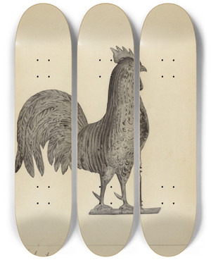 Triptych art skateboard deck of Helen Hobart Weather Vane Finial_1 by Helen Hobart