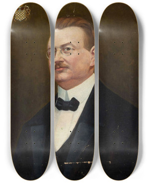 Triptych art skateboard deck of Zenobiusz Leopold Cerkiewicz Portrait Of Jan Nepomucen Chekowski Coat Of Arms Wczele by Zenobiusz Leopold Cerkiewicz (1880-1940)