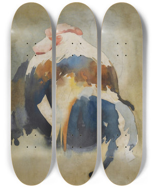 Triptych art skateboard deck of Arthur Melville The Rooster by Arthur Melville (1858-1904)