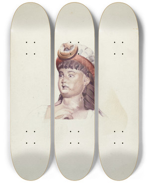 Triptych art skateboard deck of Joseph Goldberg Cigar Store Figure_1 by Joseph Goldberg