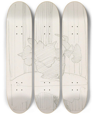 Triptych art skateboard deck of Reijer Stolk Vaas Met Bloemen Op Een Tafel by Reijer Stolk (1896-1945)