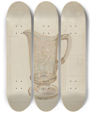 Triptych art skateboard deck of Manuel G Runyan Pitcher by Manuel G Runyan