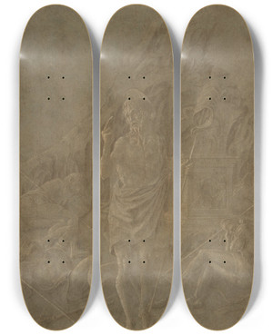 Triptych art skateboard deck of Marco Zoppo The Resurrection by Marco Zoppo (1433-1478)