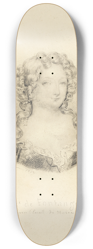 Eugne Devria - Medallion Portrait of Mlle de Fontanges 8.25 inch art skate deck