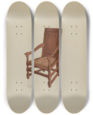 Triptych art skateboard deck of Frances Lichten Pa German Chair_2 by Frances Lichten (1889-1961)