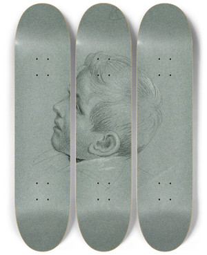 Triptych art skateboard deck of Johann Peter Krafft Knabenportrt by Johann Peter Krafft (1780-1856)