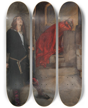 Triptych art skateboard deck of Edwin Austin Abbey Hamlet Now I Might Do It Pat Now He Is Praying Act Iii Scene Iiihamlet by Edwin Austin Abbey (1852-1911)