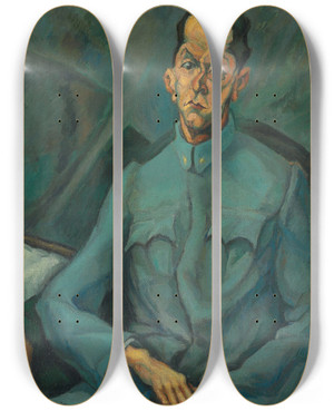Triptych art skateboard deck of Lajos Tihanyi Portrait Of Tersnszky Jzsi Jeno by Lajos Tihanyi (1885-1938)