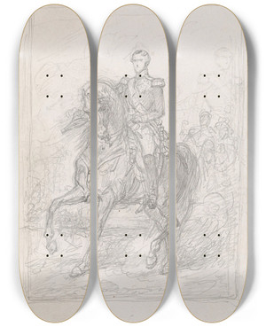 Triptych art skateboard deck of Nicaise De Keyser Equestrial Portrait 2 by Nicaise De Keyser (1813-1887)