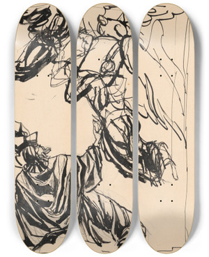 Triptych art skateboard deck of Jn Novk Biblical Scene_1 by Jan Novak (1921-1944)