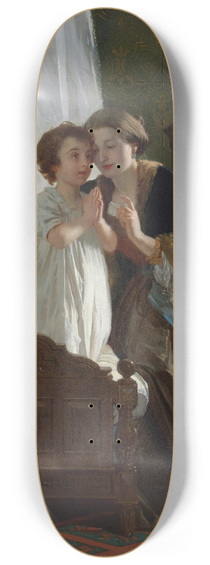 Eugne-Ernest Hillemacher - Bedtime Prayer 8.25 inch art skate deck