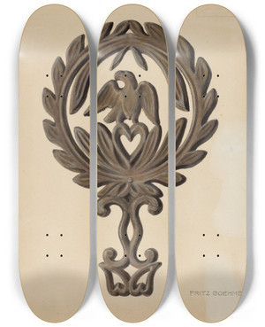 Triptych art skateboard deck of Fritz Boehmer Flat Iron Holder by Fritz Boehmer