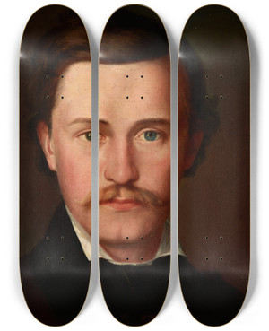 Triptych art skateboard deck of Andrzej Bronisaw Grabowski Portrait Of Prof Franciszek Preizendanc by Andrzej Bronislaw Grabowski (1833-1886)
