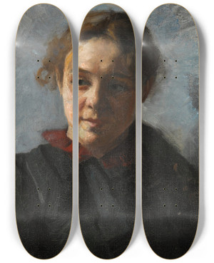 Triptych art skateboard deck of Peter Ilsted The Artists Sister Ida Ilsted by Peter Ilsted (1861-1933)