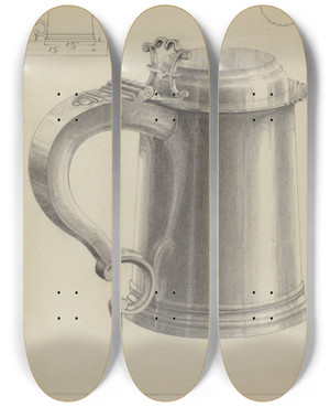 Triptych art skateboard deck of Simon Weiss Silver Tankard_3 by Simon Weiss