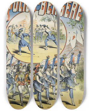 Triptych art skateboard deck of Jules Chret Foliesbergre by Jules Cheret (1836-1932) Triptych art skateboard deck of Jules Chret Foliesbergre by Jules Cheret (1836-1932)
