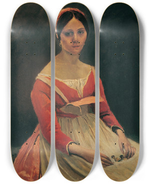 Triptych art skateboard deck of Jeanbaptistecamille Corot Madame Legois by Jean-Baptiste-Camille Corot (1796-1875)
