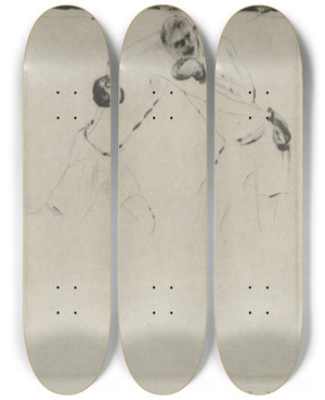 Triptych art skateboard deck of Andr Dunoyer De Segonzac Tableau De La Boxe Illustr De 29 Gravures Leauforte Pl 2 by Andre Dunoyer De Segonzac (1884-1974)