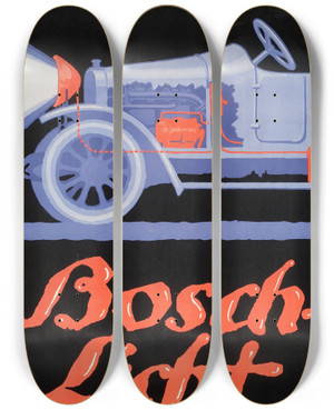Triptych art skateboard deck of Lucian Bernhard Boschlicht by Lucian Bernhard (1883-1972)
