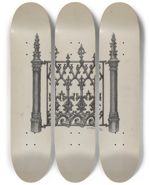 Triptych art skateboard deck of Eugene Shellady Fencing_2 by Eugene Shellady