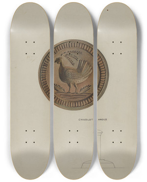 Triptych art skateboard deck of Charlotte Angus Pa German Butter Mold_3 by Charlotte Angus (1911-1989)