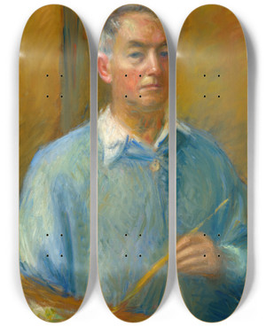 Triptych art skateboard deck of William James Glackens Selfportrait by William James Glackens (1870-1938)