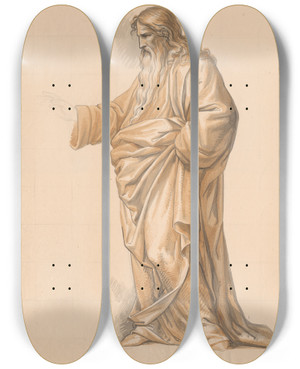 Triptych art skateboard deck of David Humbert De Superville God De Vader Staand Naar Links Gewend by David Humbert De Superville (1770-1849)