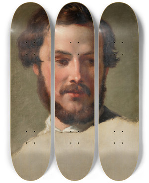 Triptych art skateboard deck of Johann Peter Krafft Kopf Eines Jungen Mannes by Johann Peter Krafft (1780-1856)
