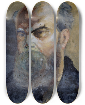 Triptych art skateboard deck of Frdric Auguste Cazals Portrait De Paul Verlaine 18441896 Pote by Frederic Auguste Cazals (1865-1941)