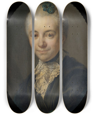 Triptych art skateboard deck of Joseph Siffred Duplessis Portrait De Femme by Joseph Siffred Duplessis (1725-1802)