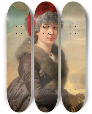 Triptych art skateboard deck of Josef Abel Portrait Of A Woman by Josef Abel (1764-1818)