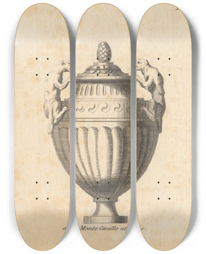 Triptych art skateboard deck of Placido Columbani At The Monte Cavallo At Rome by Placido Columbani (1744-1801)