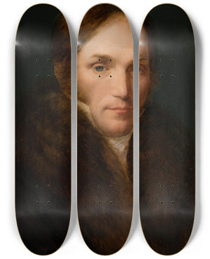 Triptych art skateboard deck of Wojciech Korneli Stattler Portrait Of Kazimierz Brodziski by Wojciech Korneli Stattler (1800-1875)