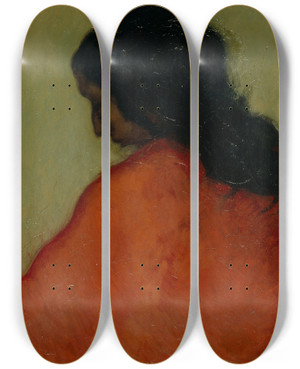 Triptych art skateboard deck of Isidre Nonell Profile Of A Gypsy by Isidre Nonell (1872-1911)