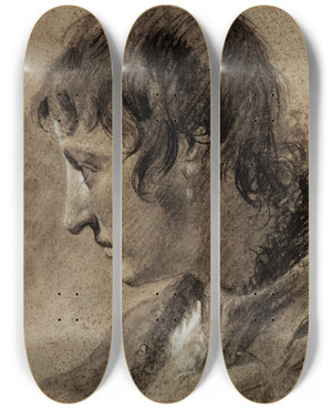 Triptych art skateboard deck of Giovanni Battista Piazzetta Head Of A Young Man by Giovanni Battista Piazzetta (1682-1754) Triptych art skateboard deck of Giovanni Battista Piazzetta Head Of A Young Man by Giovanni Battista Piazzetta (1682-1754)
