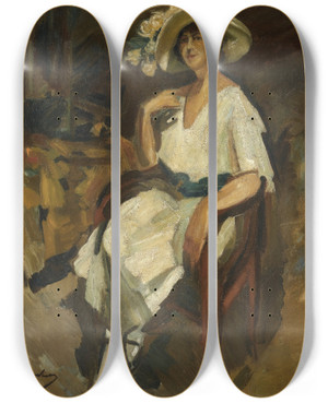 Triptych art skateboard deck of Konstantin Alexeevich Korovin Portrait Ofmadame Maria Rubin by Konstantin Alexeevich Korovin (1861-1939)