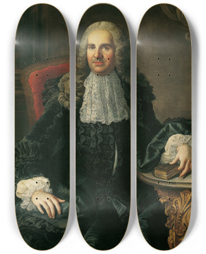 Triptych art skateboard deck of Martin Van Meytens Bildnis Eines Herrn Johann Christoph Freiherr Von Bartenstein by Martin Van Meytens (1695-1770)