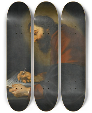 Triptych art skateboard deck of Claude Vignon Saint Mark by Claude Vignon (1593-1670)