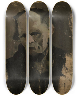 Triptych art skateboard deck of Nikolai Triik Vanamehe Pea by Nikolai Triik (1884-1940)