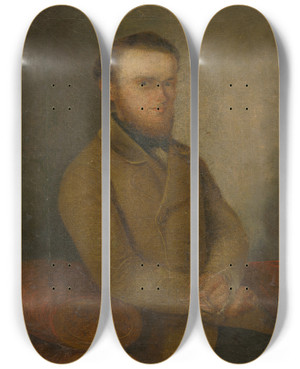 Triptych art skateboard deck of Peter Michal Boh Portrait Of Jn Gallay by Peter Michal Bohun (1822-1879)