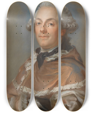 Triptych art skateboard deck of Gustaf Lundberg Baron Hi Von Dben by Gustaf Lundberg (1695-1786)