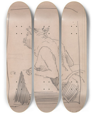 Triptych art skateboard deck of James Abbott Mcneill Whistler Minotaur by James Abbott Mcneill Whistler (1834-1903)