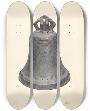 Triptych art skateboard deck of Harry Grossen Bell by Harry Grossen