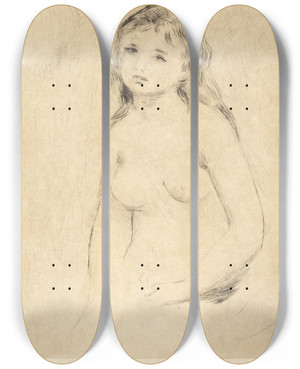 Triptych art skateboard deck of Pierreauguste Renoir Study For A Bather Etude Pour Une Baigneuse by Pierre-Auguste Renoir (1841-1919)