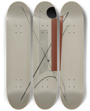 Triptych art skateboard deck of El Lissitzky Kestnermappe Proun Rob Levnis And Chapman Gmbh Hannover 3 by El Lissitzky (1890-1941)