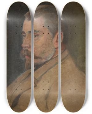 Triptych art skateboard deck of Ladislav Mednynszky Portrait Of Brotherinlaw Tefan Czbel by Ladislav Mednyanszky (1852-1919)