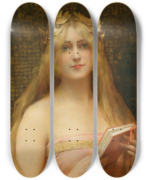 Triptych art skateboard deck of Lon Franois Comerre A Classical Beauty by Leon Francois Comerre (1850-1916)