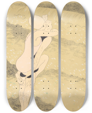 Triptych art skateboard deck of Lon Spilliaert De Baders by Leon Spilliaert (1881-1946)